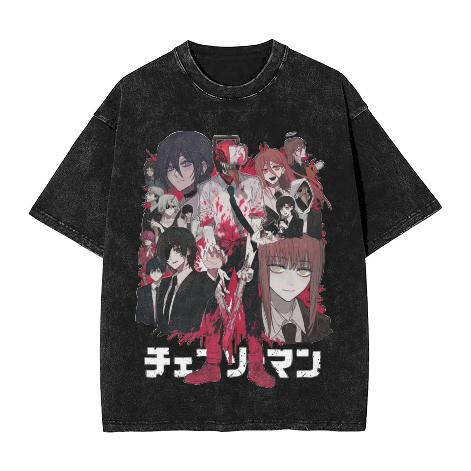 Chainsaw Man Washed Cotton T-S - Anime Cosplay Chainsaw Man 评论和价格