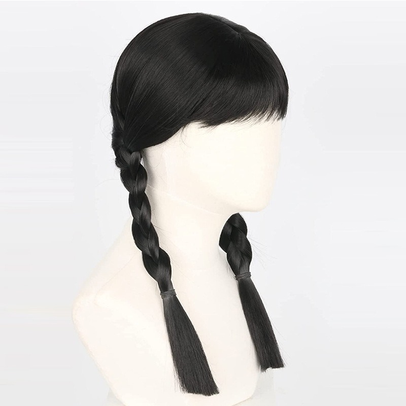 Cosplay Addams Family Black Lo - Anime Cosplay Long Black Hair 评论和价格