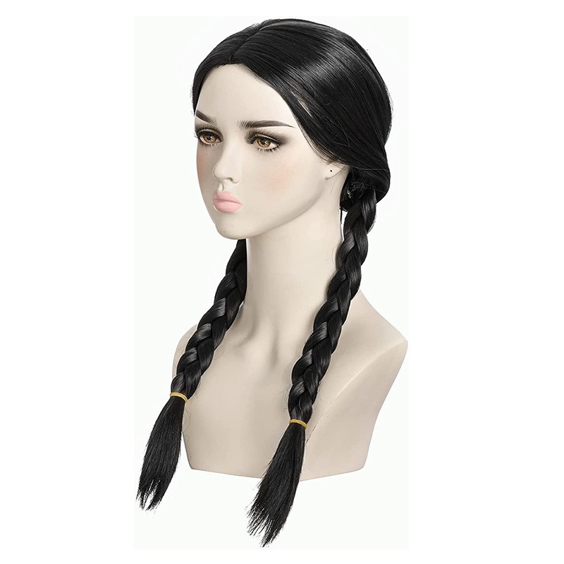 Cosplay Addams Family Black Lo - Anime Cosplay Long Black Hair 评论和价格